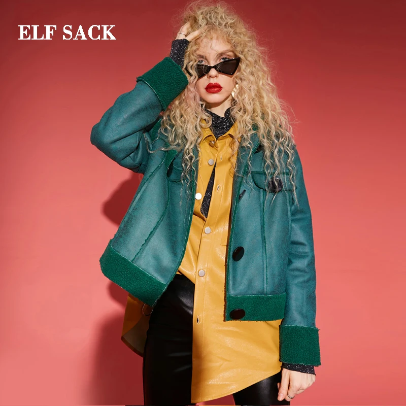 ELFSACK новинка модное женское пальто повседневное хлопок цельные куртки для женщин