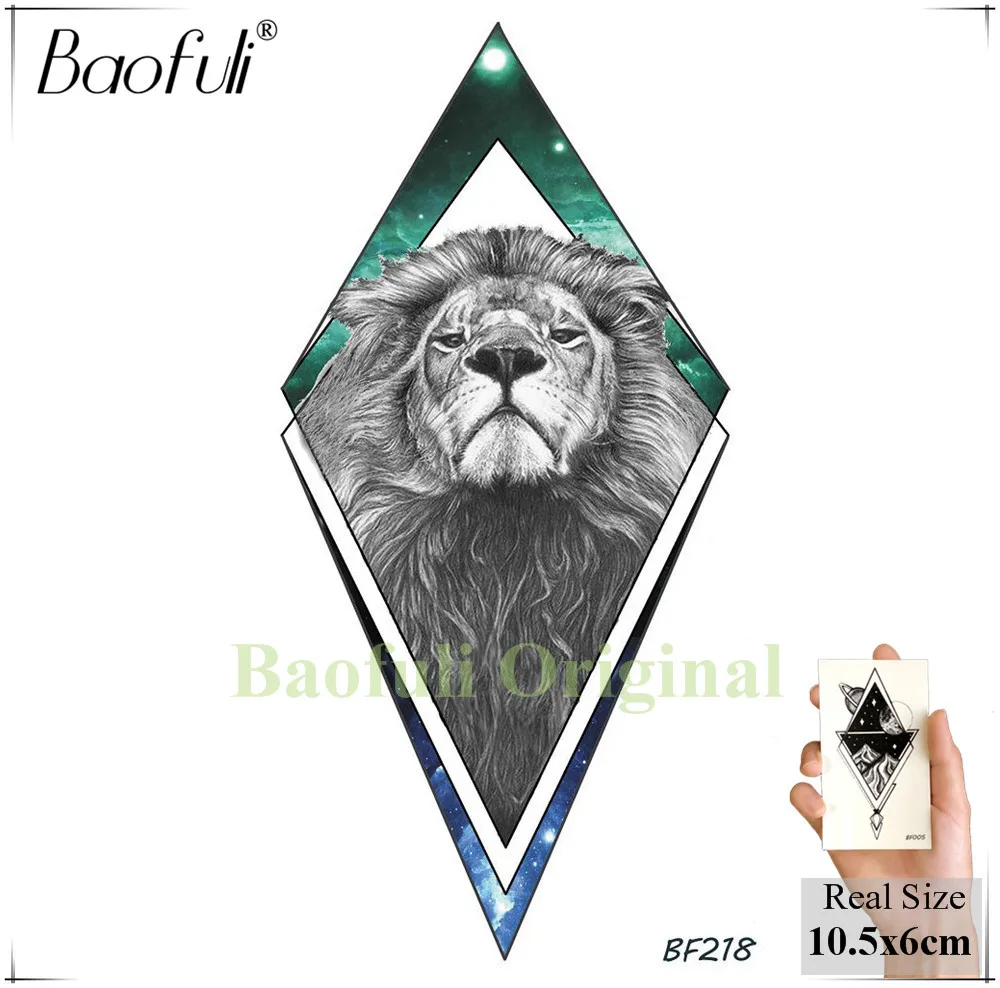 BBF218 Baofuli, реалистичные, треугольные, Лев, тигр, геометрические, Временные татуировки, наклейки, нарисованные листья, водонепроницаемые татуировки для женщин и мужчин, фальшивые татуировки - Цвет: BBF218