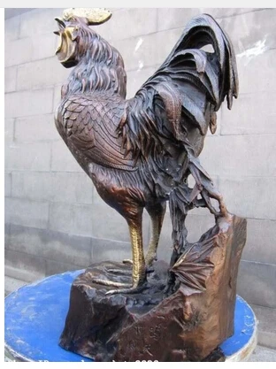 Медь Латунь КИТАЙСКИЙ ремесла украшения Азии Китай классический Красный Бронза Медь Знаки петух шантеклер Фазан Петух Статуя