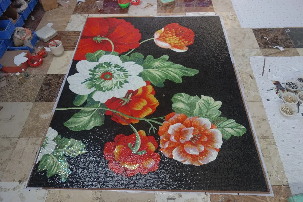 Цветок мощность мозаика росписи для стены|mural for wall|wall muralmurals flowers |