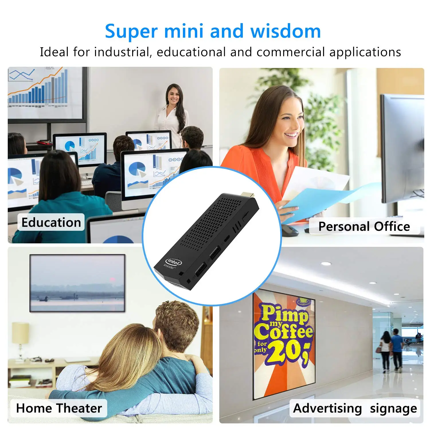 T6 PC Stick мини PC Компьютерная палка Z8350 безвентиляторная Intel Stick Windows 10 Pro 2 ГБ 4 ГБ 32 ГБ 64 Гб 2,4G/5G WiFi BT 4,0 интегрированная 4K