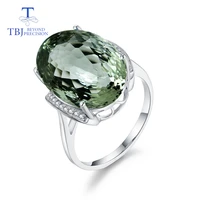 tbjnatural gemstone big green amethyst oval 1318mm birds nest cut ring 925 sterling silver fine jewelry for girls best gift