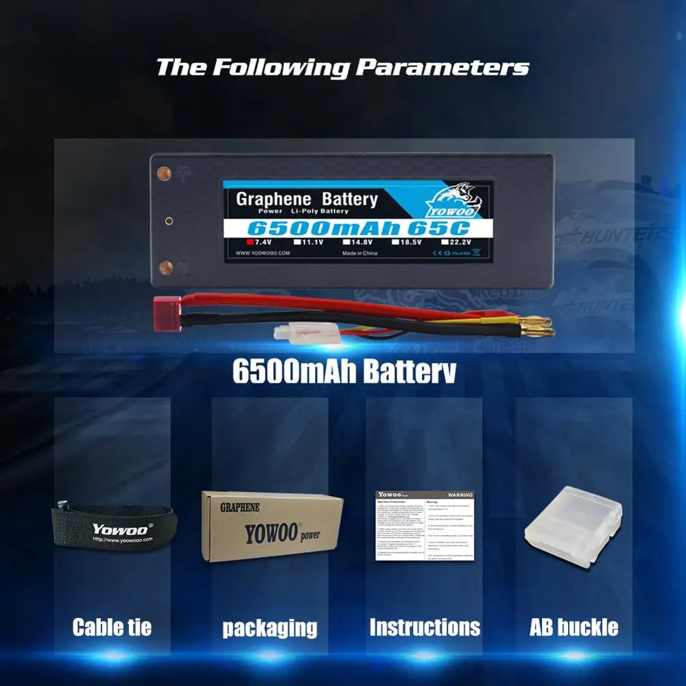 Жесткий чехол Lipo 2S 7 4 В 6500 мА/ч аккумулятор 65C Max 130C разъем типа банан штекер до 0 ММ