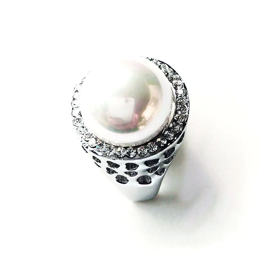 AOLOSHOW модное кольцо большого размера с жемчугом для женщин/мужчин обручальное