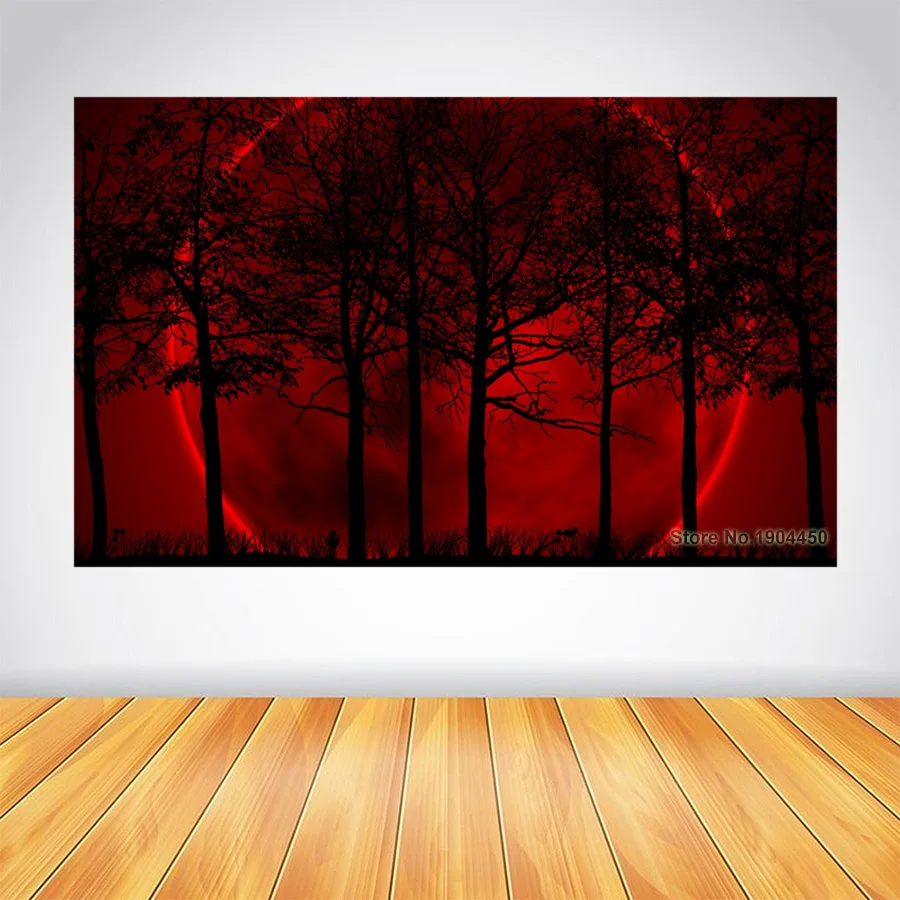 Безрамочная холстовая живопись Черное дерево Пейзажная картина HD Печать Художественный плакат для украшения гостиной дома.