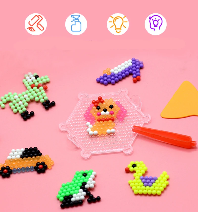 6000pcs 24 Colors beads puzzle Crystal color DIY Beads water spray set ball games 3D handmade magic toys for children