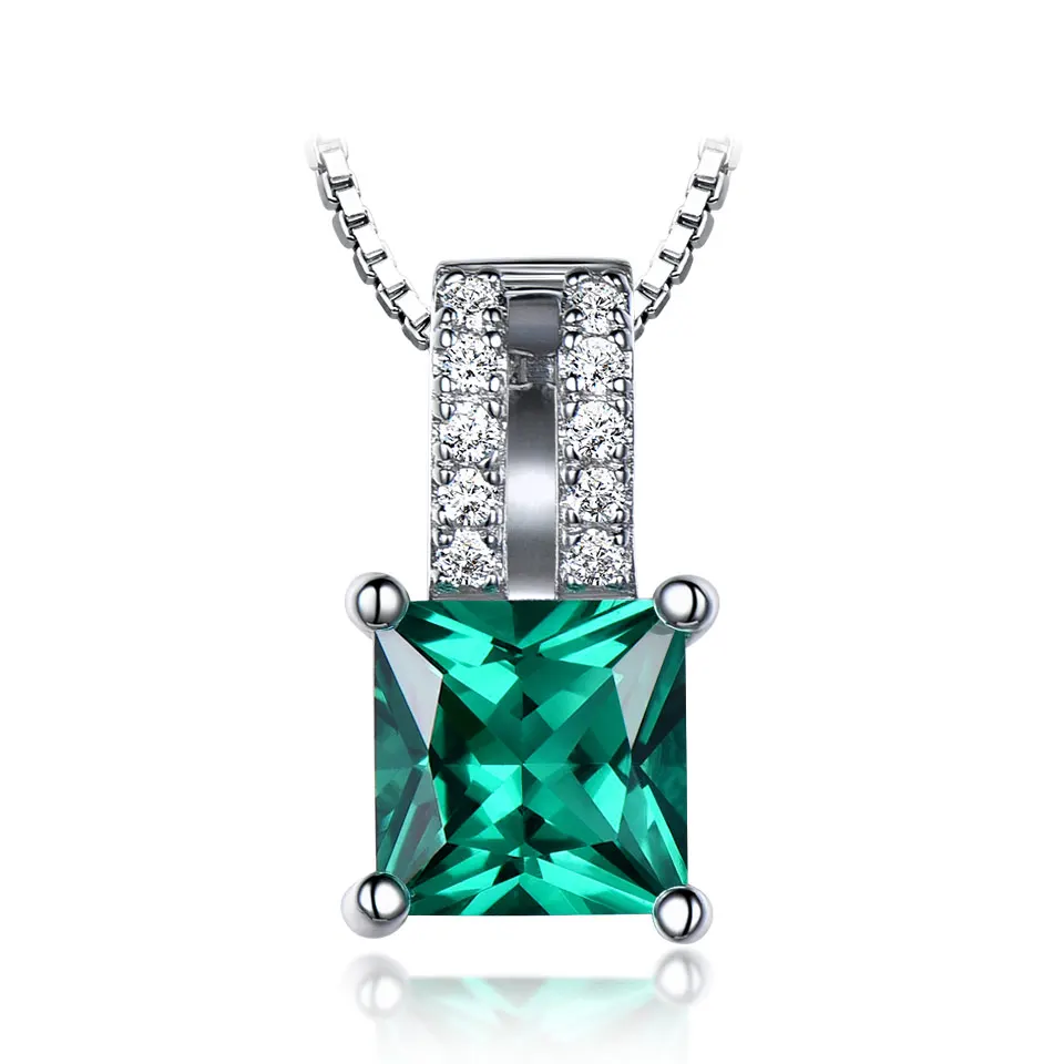 Emerald UMCHO Элегантное ожерелье s Подвески 925 пробы серебряные ювелирные изделия созданное небо Ожерелье из голубого топаза Свадьба для женщин подарок с цепочкой - Цвет камня: Emerald