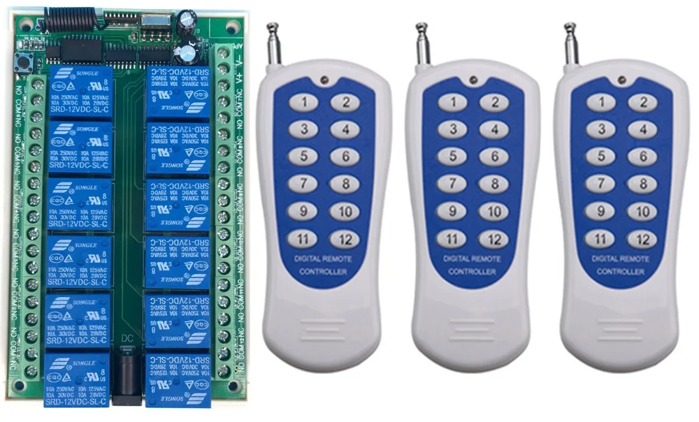 DC 12V 24V 10A 12 CH 12CH RF Беспроводной переключатель системы дистанционного управления