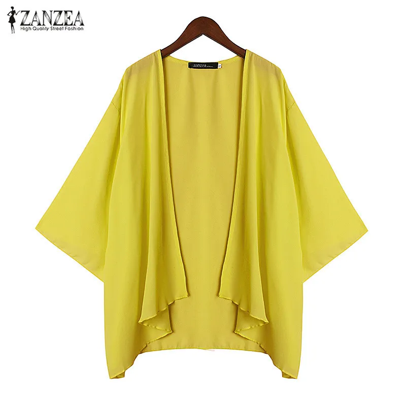 

ZANZEA Summer Beach Kimono Tops Cardigans 2023 Fashion Womens Blouses Chiffon Cape Shawl Beachwear Loose Blusas Tunic Tops