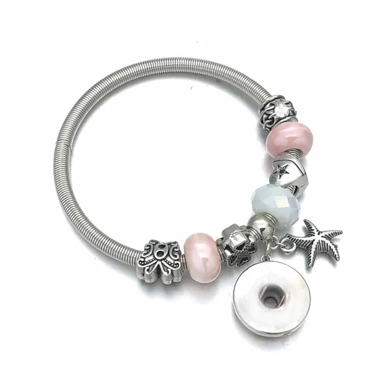 New Arrival Mixed Sale Crystal 182 Bead Fashion 18mm Snap Button Bracelet Interchangeable Charm Jewelry For Women Christmas Gift | Украшения