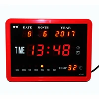 led digital wall clock hourly chime desktop watch with temperature week date electronic alarm clocks digital calendar clocks red