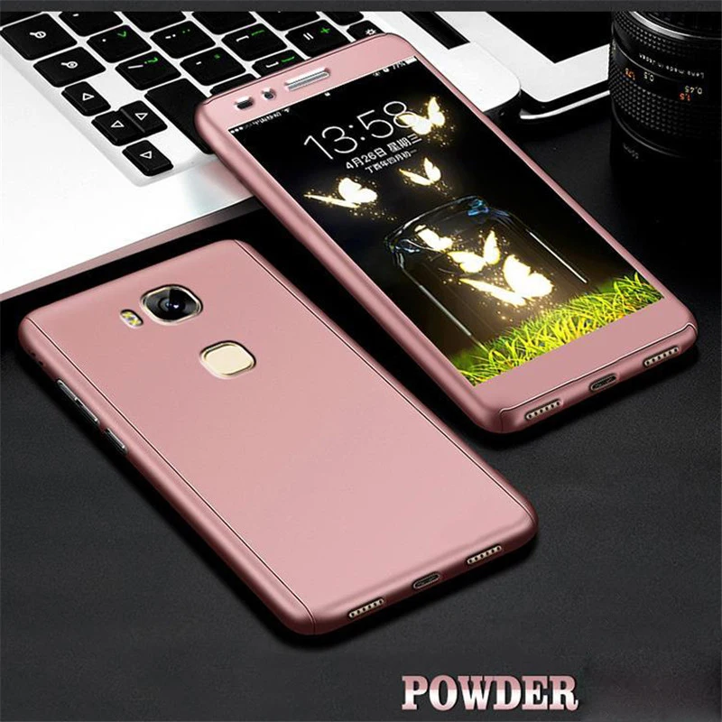 Pink 360 чехол для huawei Honor 5 X чехол для huawei Honor 5X GR5 GR 5 KIW-L21 KIW-AL10 KIW AL10 L21 с закаленным стеклом - Цвет: Pink