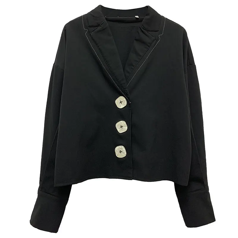 black WLD2370 XITAO универсальная черная куртка топ Женская одежда короткий отложной воротник однобортное тонкое осеннее пальто новая мода WLD2370 - Цвет: black WLD2370