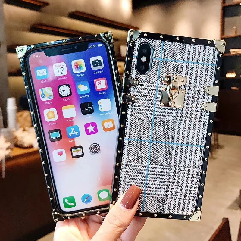 GYPHCA Роскошные блестящие металлические квадратные чехлы для телефонов iPhone X 6 7 8