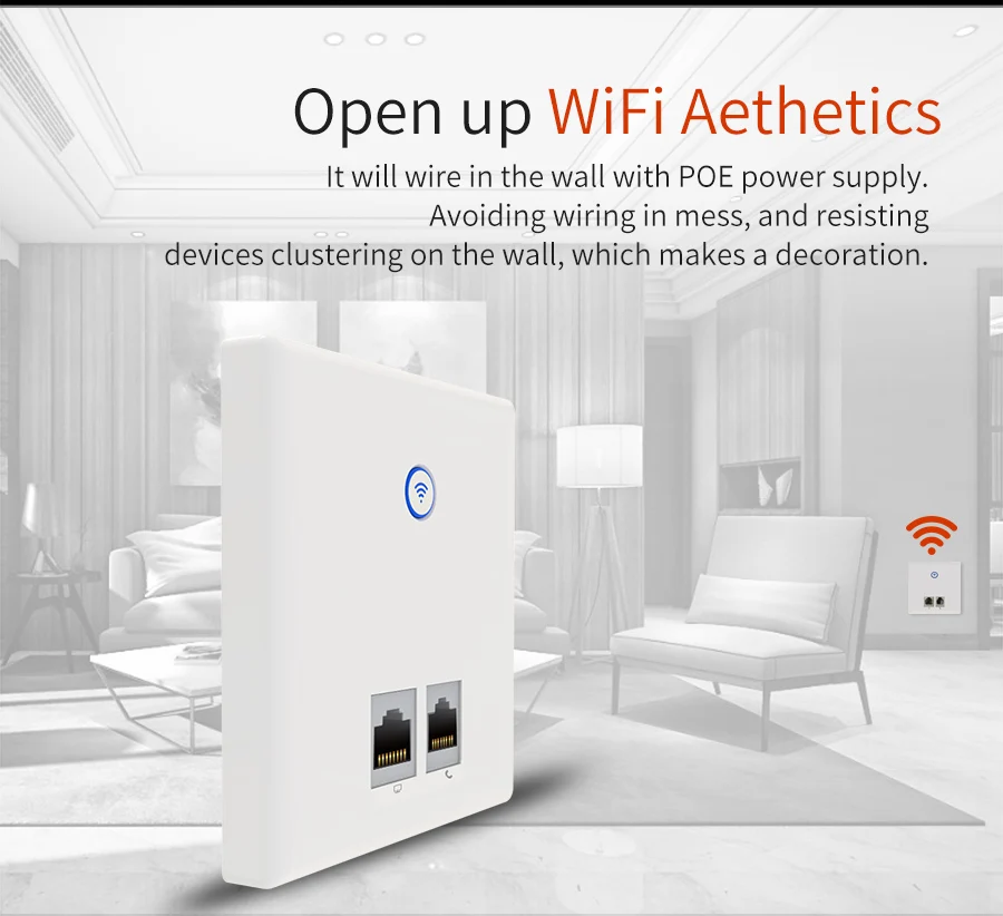 COMFAST 300 Мбит/с Настенный встроенный AP телефон RJ11+ RJ45 порт AP маршрутизатор 2,4 г встроенный беспроводной wifi точка доступа 86 панель CF-E535N