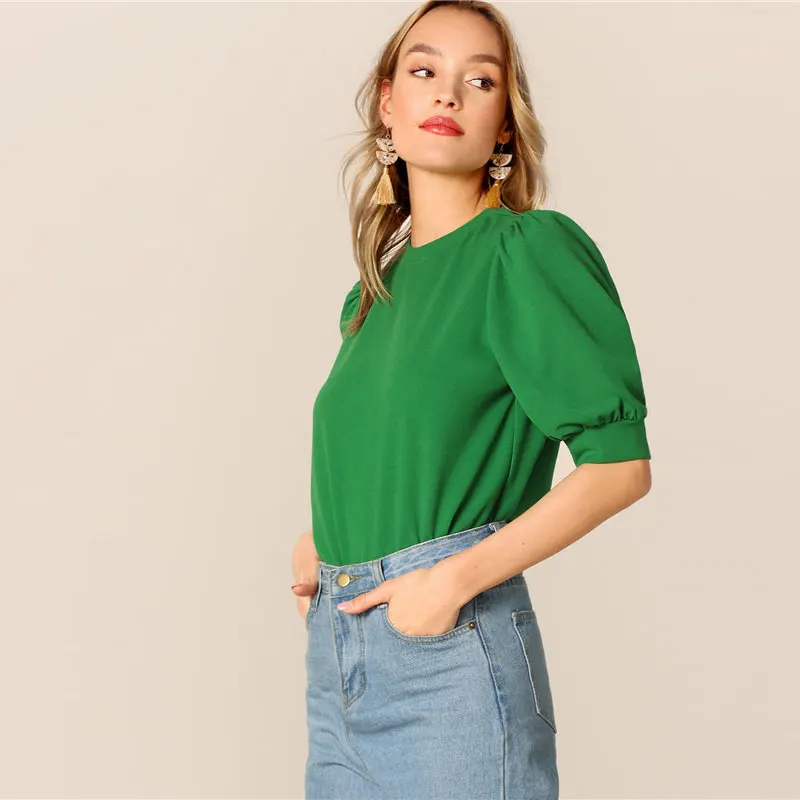 SHEIN Повседневный Топ С Оригинальным Рукавом Стильная Офисная Блузка С Коротким Рукавом