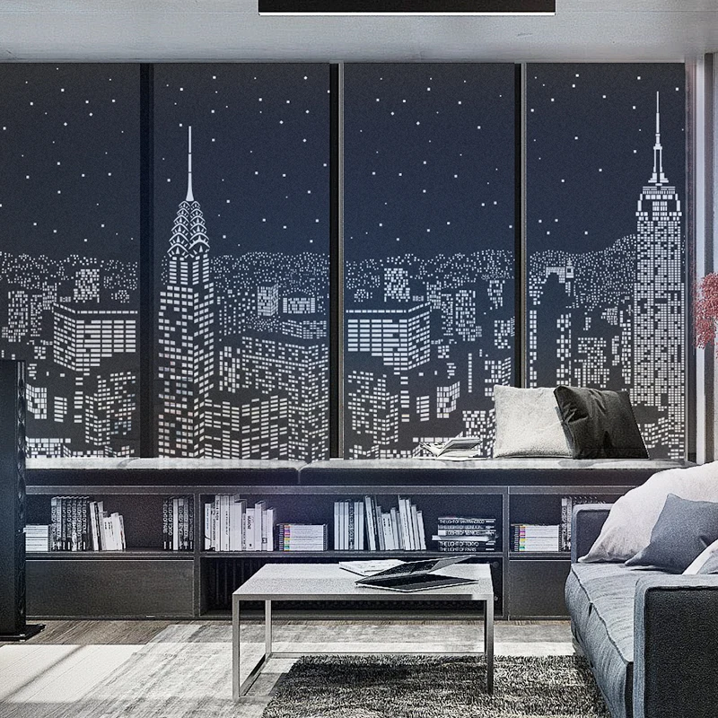 Городской свет стеклянная наклейка затенение Прозрачный Непрозрачный