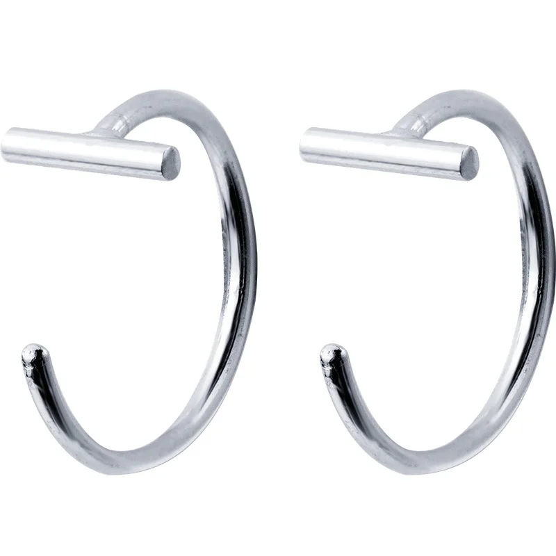 MloveAcc 100% 925 Solid Real Sterling Silver Fashion Tiny Cute Stick Semicircle Stud Earrings for Women Girls Kids Gift Jewelry | Украшения
