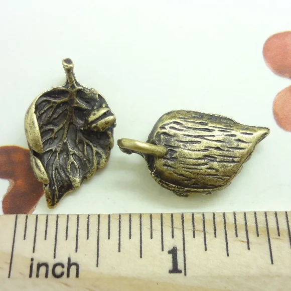 Оптовая продажа 35 шт винтажная подвеска в виде листьев дерева Античная бронза
