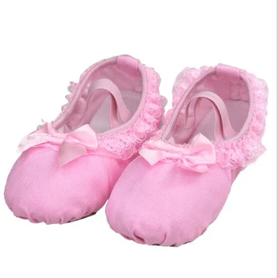 lace pink shoes Bazzery балет танец танцор обувь Pointe для детей кружево девушки женские мягкие туфли на плоской подошве воздухопроницаемые Тапочки Размер 26 до 40 - Цвет: lace pink shoes