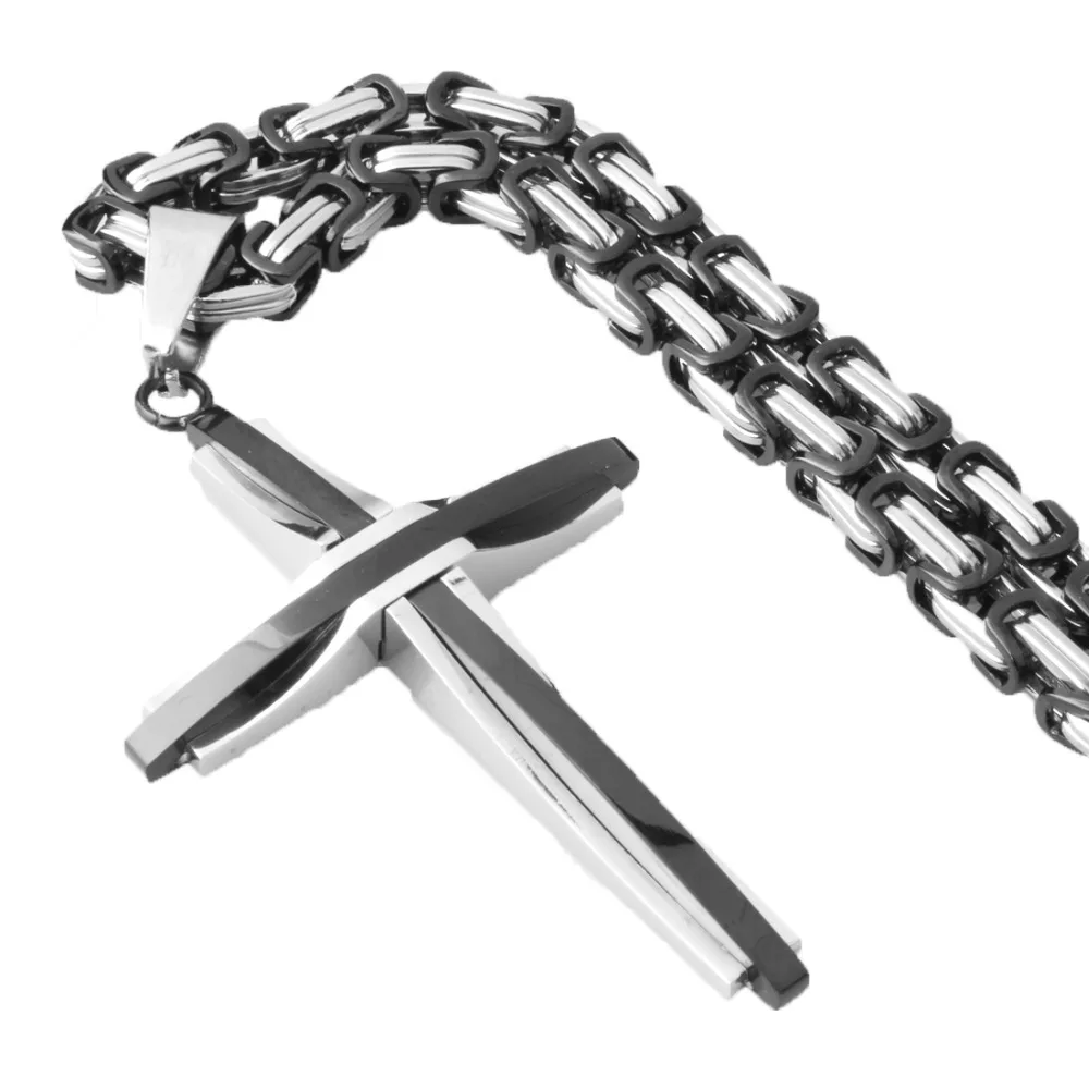 Heavy Cross Necklace Stainless Steel Christs Pendant Black Byzantine Chain Men Necklaces Jewelry Hot Sale Wholesale and Retail | Украшения
