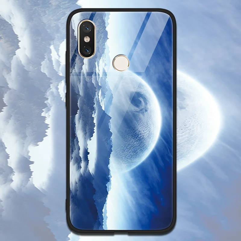 ldbaibq Закаленное стекло Star Space Cover для Xiao mi Red mi Note 5 6 Pro S2 5 Plus mi A2 6X 5S 6 8 SE Lite Explorer mi x 2 2s чехол с мягкими краями - Цвет: ldbaibq