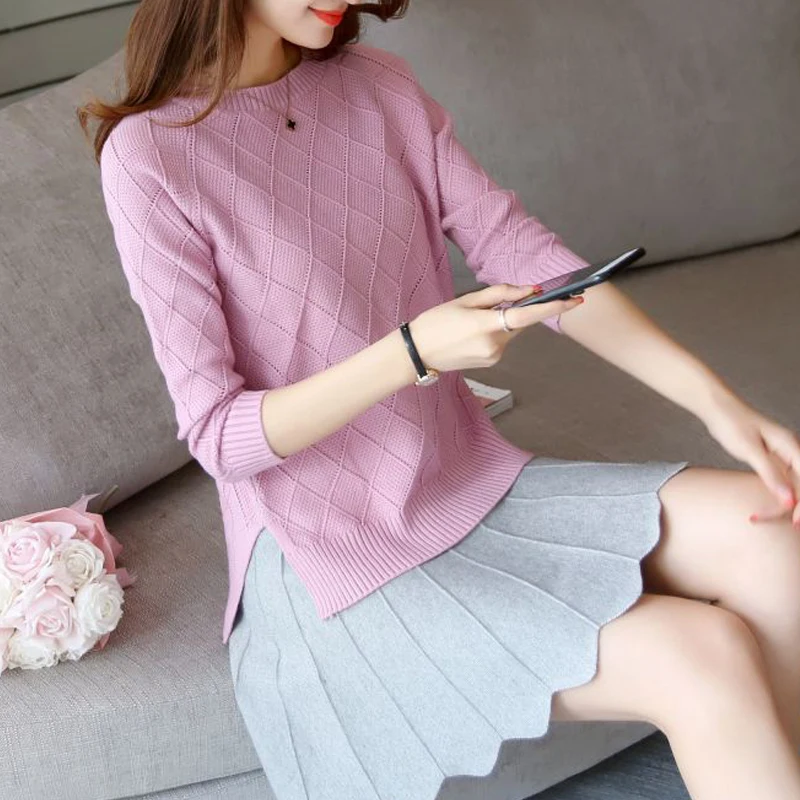 spring autumn of 2018 new women's long sleeved winter Pullover female loose knit short shirt coat blouse | Женская одежда