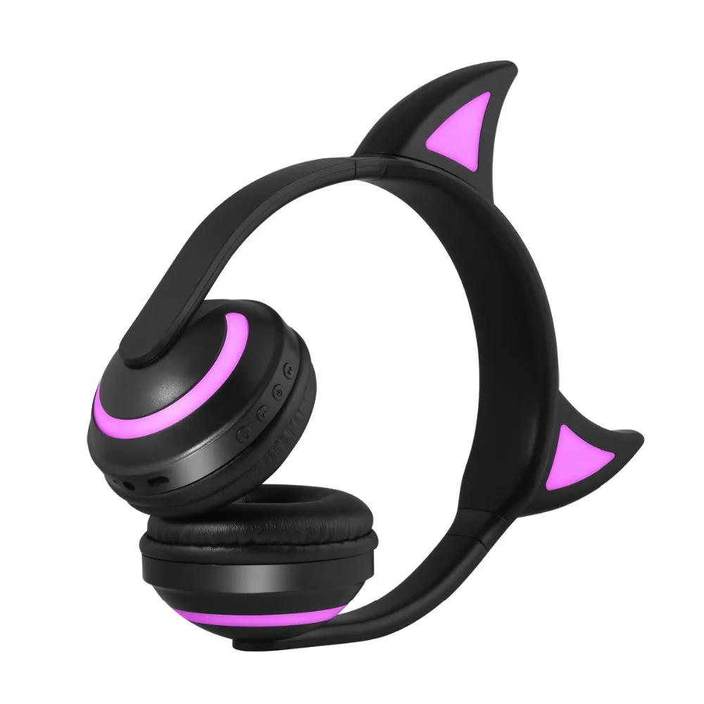 Bluetooth наушники с кошачьими/дьявольскими/оленьими ушками, 7 цветов, мигающие светящиеся кошачьи наушники, беспроводные наушники для детей, косплей