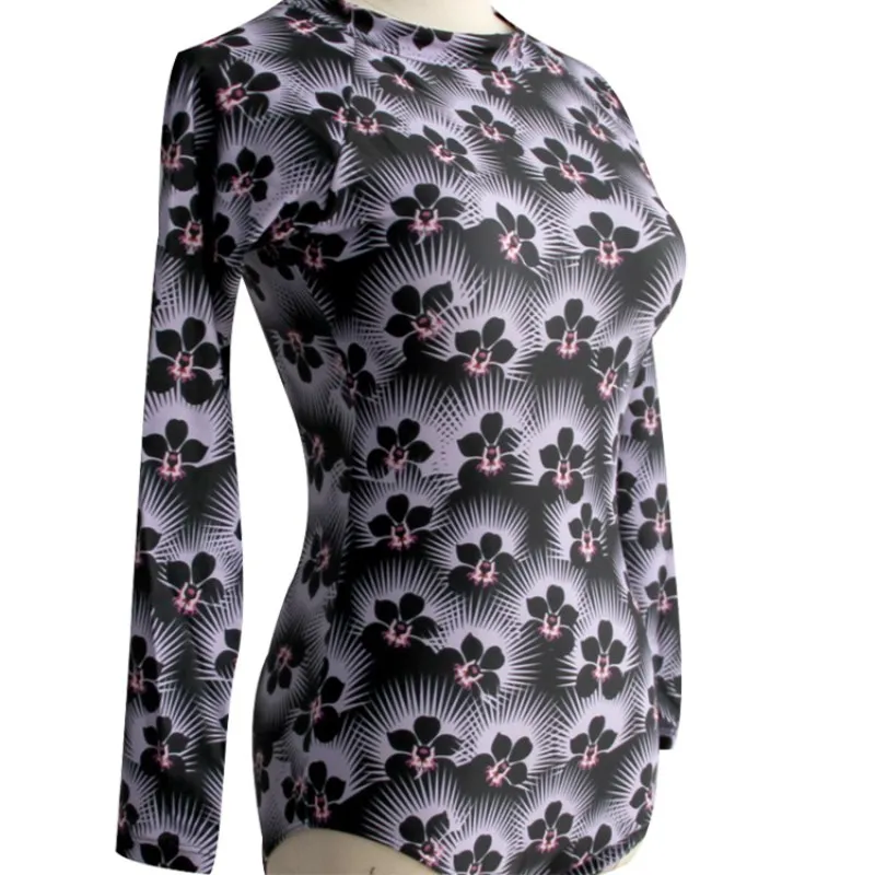 Женский слитный купальник с принтом длинным рукавом и молнией | Спорт