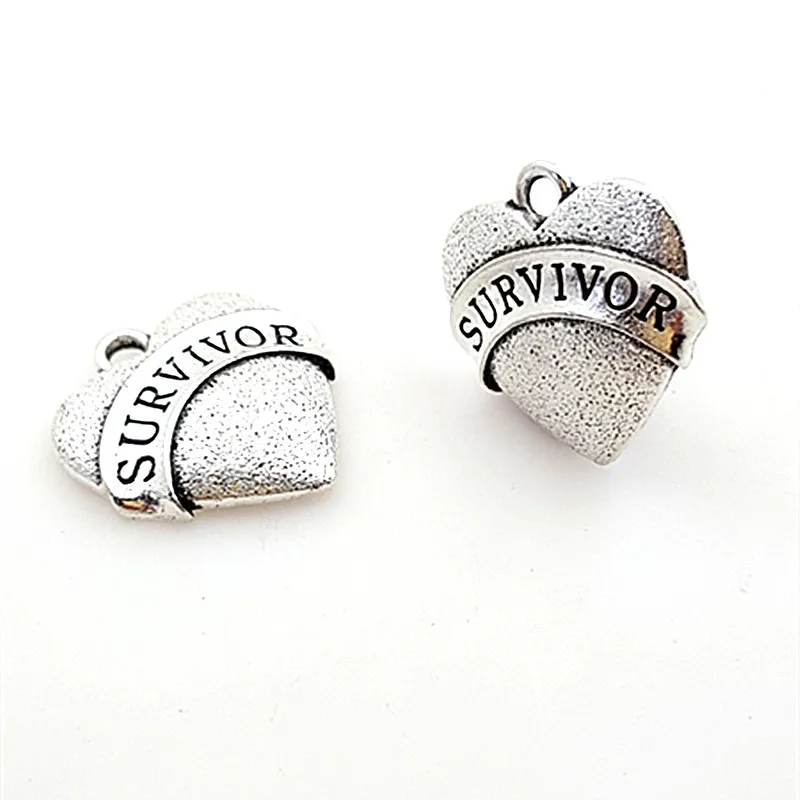 

High Quality 20 Pieces/Lot Diameter 22mm*22mm Antique Silver Plated Heart Shaped Survivor Charms Heart Charm For Jewelry Making