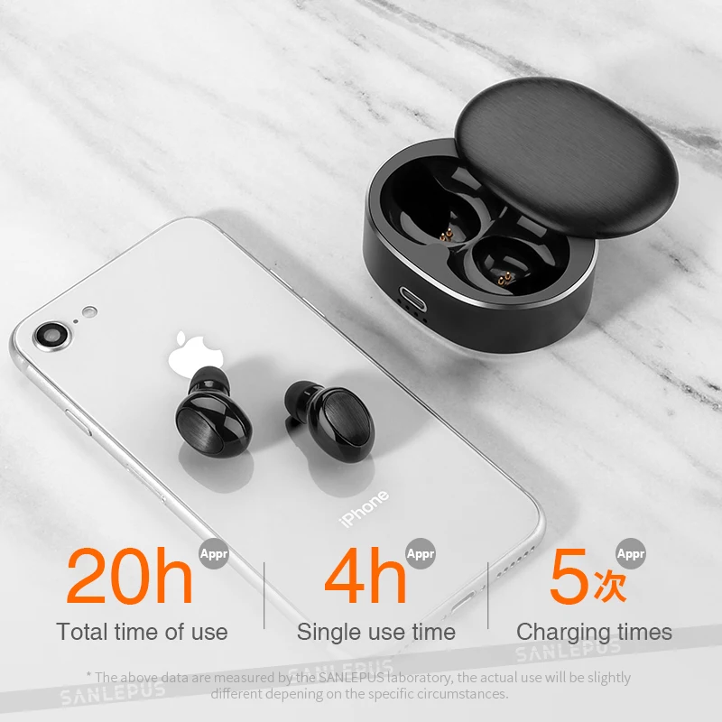 SANLEPUS TWS 5,0 Мини Bluetooth наушники Беспроводные спортивные наушники 3D стерео гарнитура шумоподавление наушники с микрофоном
