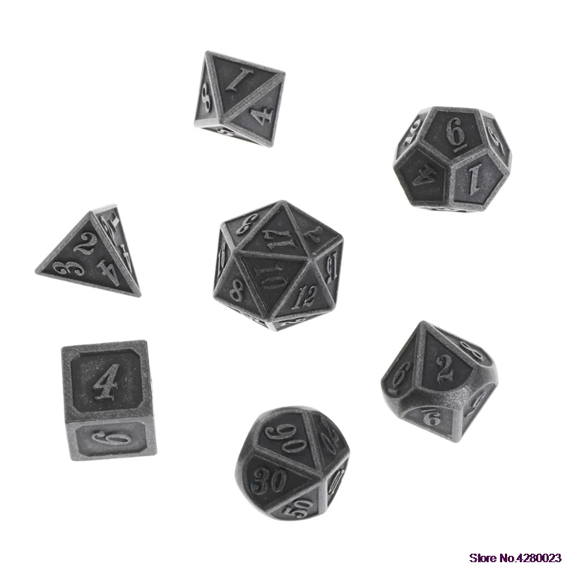 1 комплект блестящий металл Dice 7 кубики D4 D6 D8 D10 D% D12 D20 для доски игры, веселье