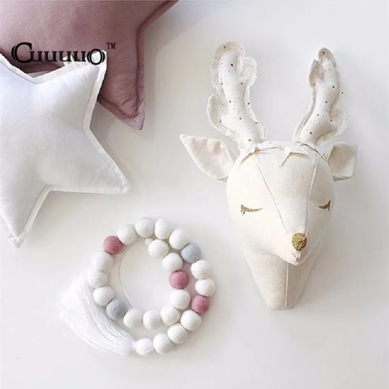 Cute 3d Sheep Deer Unicorn Wall Art Decorations Animals Head Toys Kids Room Wall Hangings Baby Gifts Stuffed Toys White Reindeer