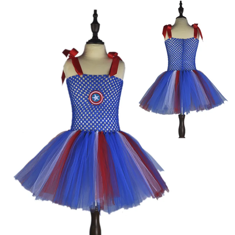 Костюм для детей в стиле Captain America платье-пачка девочек костюм супергероев из