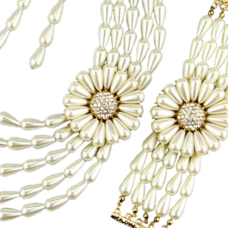 MANILAI Африканский Шарм Многослойные Имитация Жемчуга Цветок эффектное ожерелье