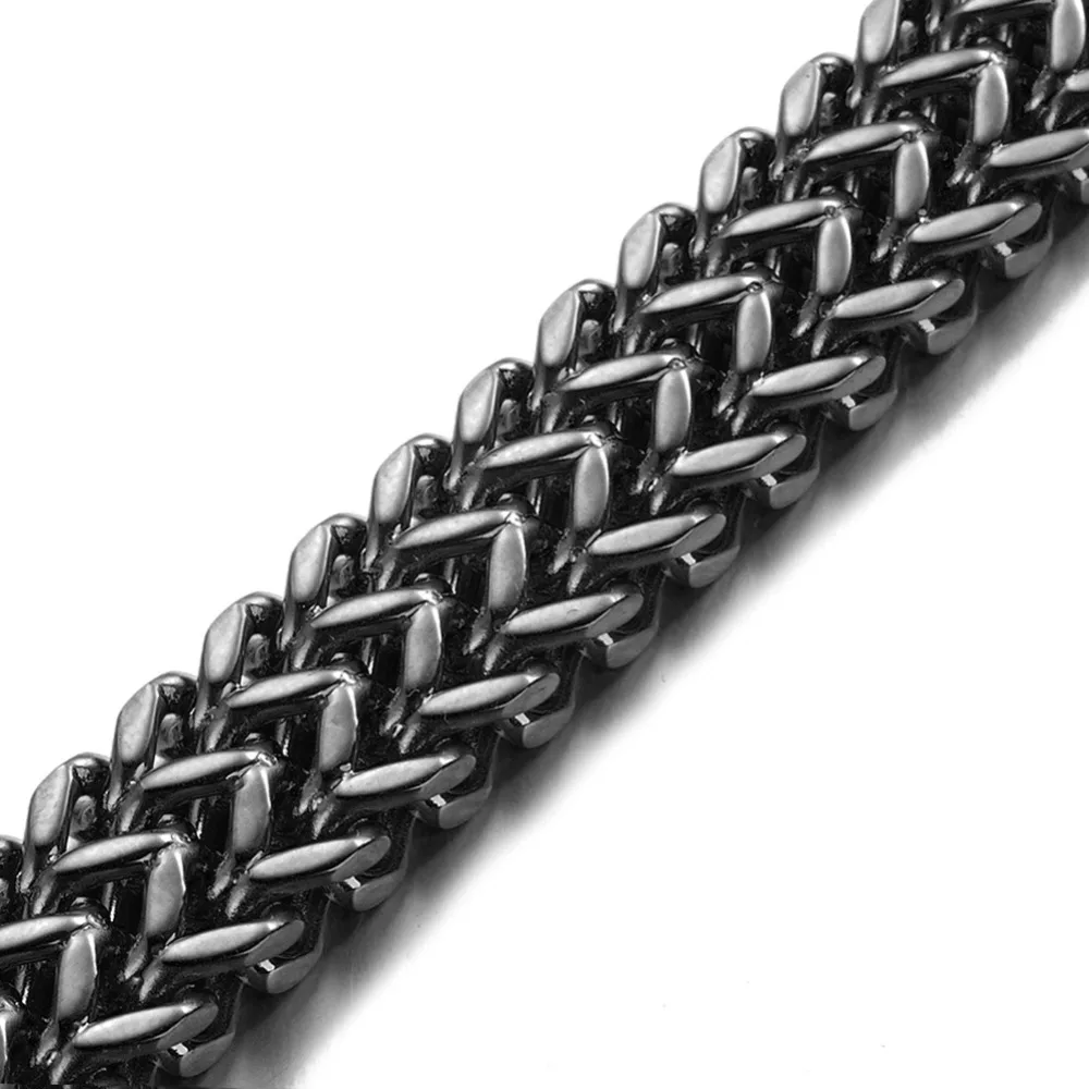 Hot Black Figaro Chain Trend Bracelet Stainless Steel Jewelry Men's/ Women's Bangle Wristband Punk Rock Gift 8.66&quot12mm |