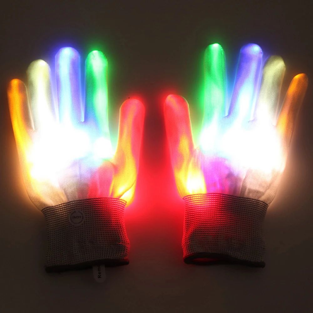 Пара крутые зимние светодиодный рейв мигающие перчатки свечение взрослого
