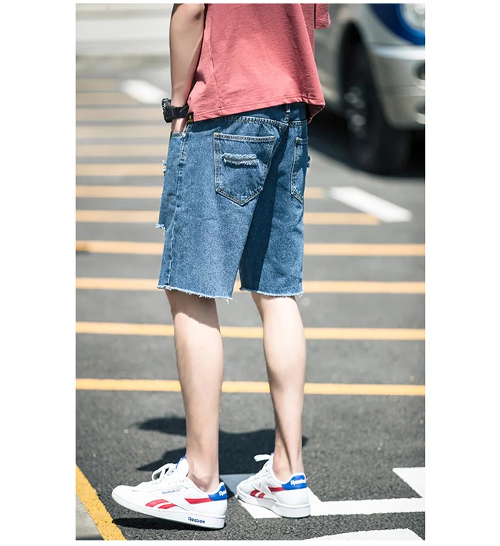 Мужские джинсовые шорты Лето г. стиль Модные эластичные силы Slim Fit Короткие джинсы мужской брендовая одежда синий шорты для женщин человек XXL