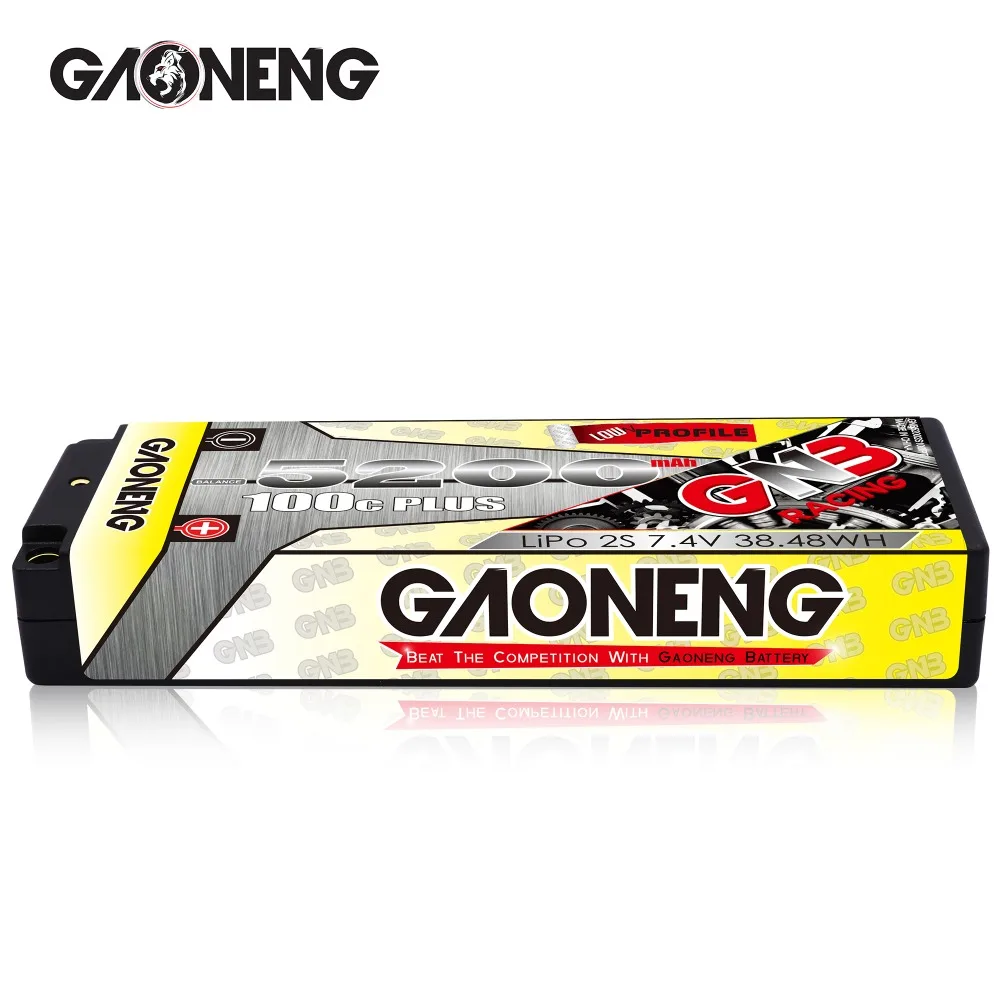 Gaoneng 5200mAh 2S 7,4 V 100C/200C Hardcase низкий профиль LiPo аккумулятор 5,0 мм XT60/T разъем для 1:10 1/10 RC гоночный автомобиль RC лодка