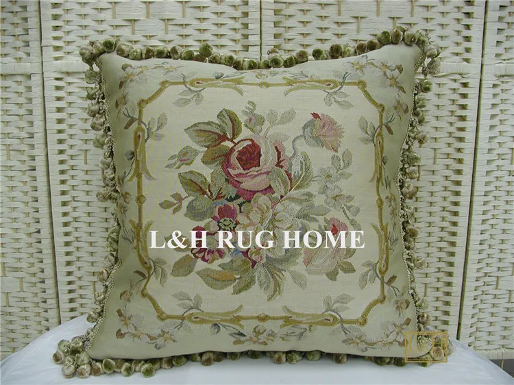 

Free Shipping 22"x22" Handmade French Gobelin Tapestry Weave Silk Aubusson Pillow Cushion Cover