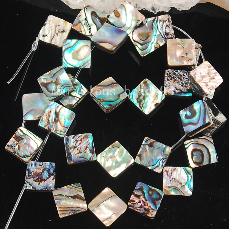 

Free Shipping Fahion Jewelry 10MM Natural New Zealand Abalone Shell Rhombus Shell Loose Bead 16" G6381
