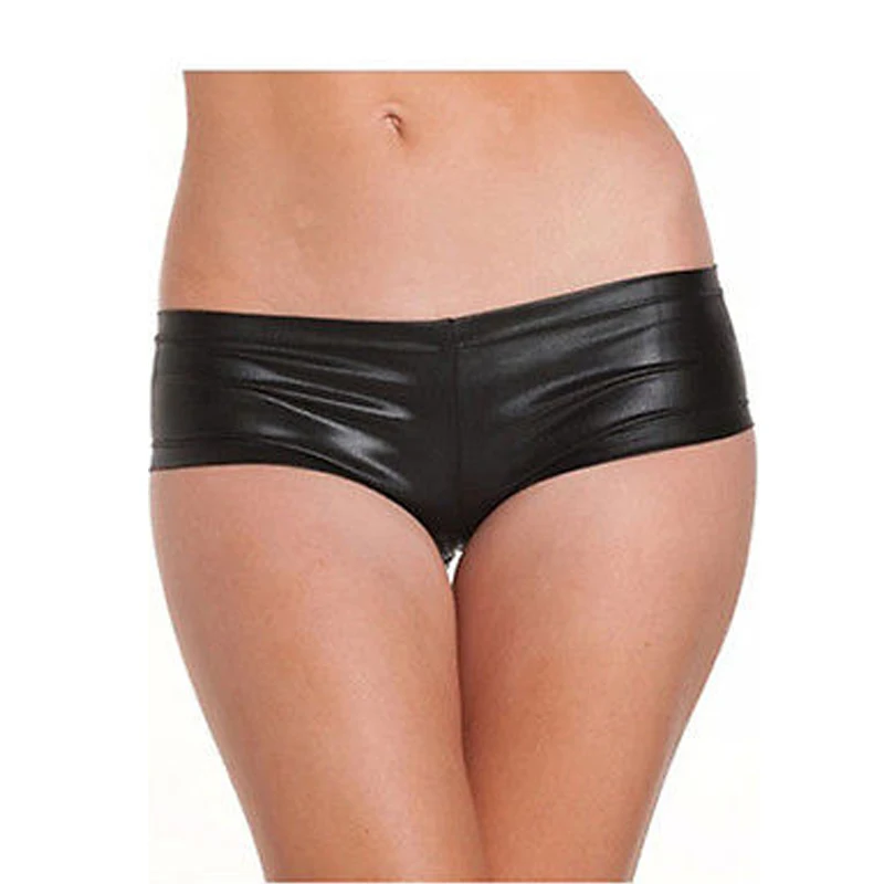 Push up Bikini Bottom Brazilian Swimwear Women PU Leather Panties Sexy Briefs Solid Swimsuit Two-Piece Separates Underwear