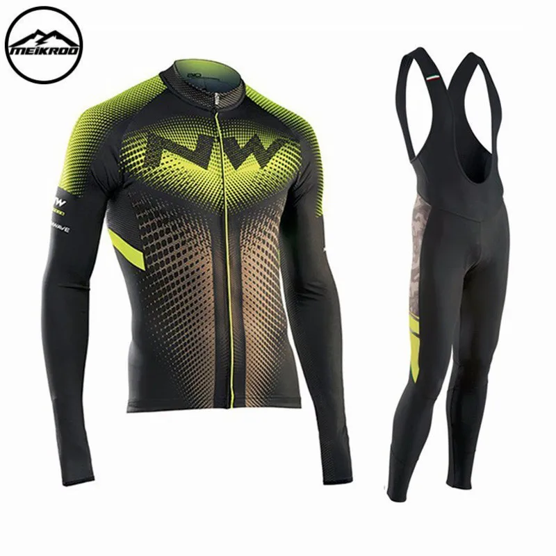 Триатлон Новый NW Велоспорт Джерси Набор для мужчин зимний тепловой флис