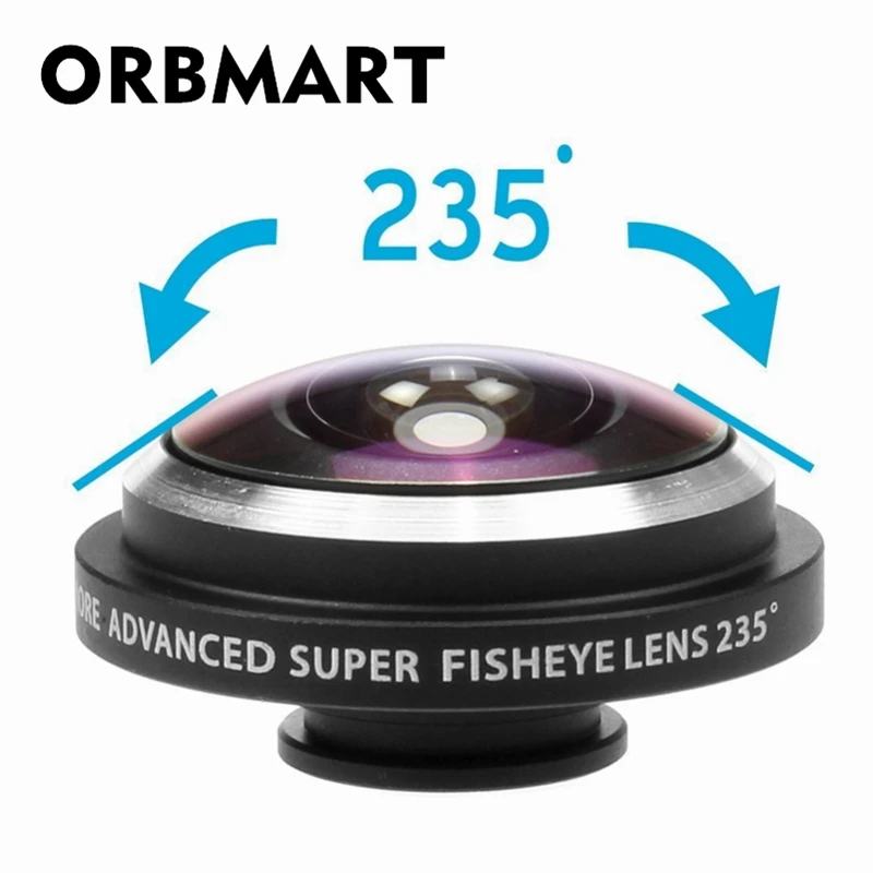 

New ORBMART Universal Clip 235 Degree Super Fish Eye Camera Fisheye Lens For Apple iPhone Samsung Xiaomi Huawei Mobile Phone