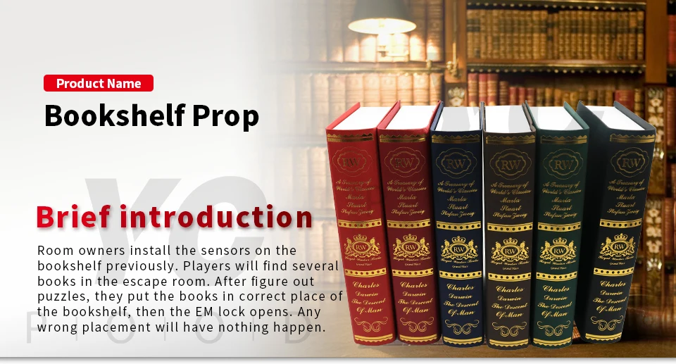 Bookshelf prop реальная жизнь комната побега prop положить все книги в corrct места, чтобы разблокировать takagism игры поставщика yopod