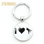 Модный брелок для ключей TAFREE I Love, подарок для студентов, винтажный стиль, стеклянная круглая подвеска, брелок для ключей, кольцо-держатель, ювелирные изделия WR19