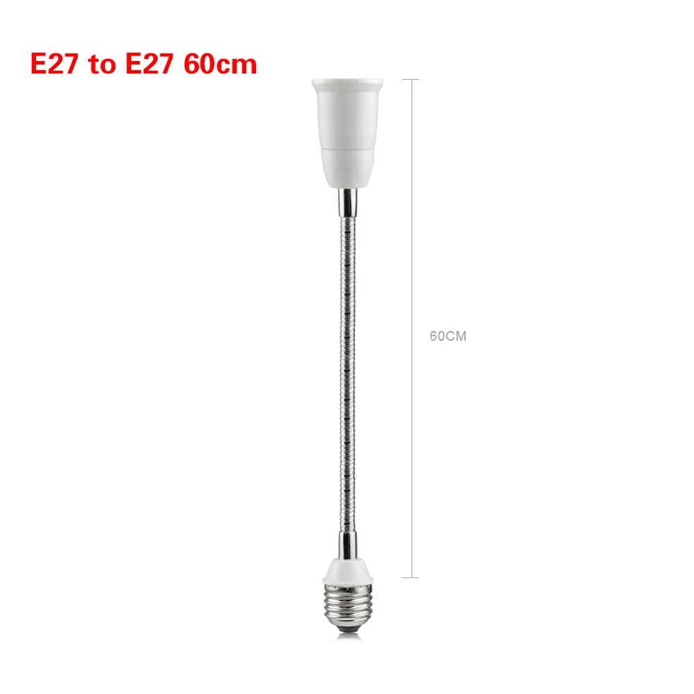 60CM 1 шт. Гибкая 16см 20см см 30 см х 35 см/50 см/60 см E27 для E27 лампа держатель Extendsion разъем адаптера 110 V-220 V Светодиодный лампочки постоянного тока в постоянный преобразователи - Испускаемый цвет: 60CM