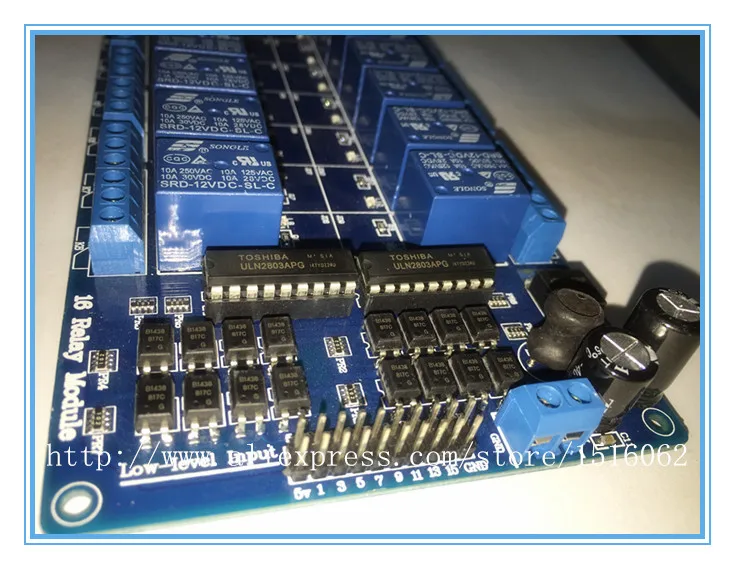Новый 16-канальный 12 В релейный модуль для Arduino DSP AVR PIC ARM UNO Mega 2560 R3 atmel atmega 1280 (синий) |