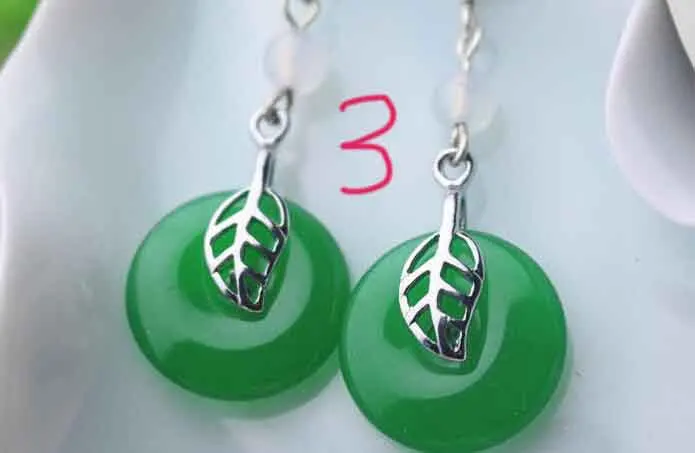 925 Sterling Silver with Heating Circle Green Jade Drop Earrings | Украшения и аксессуары