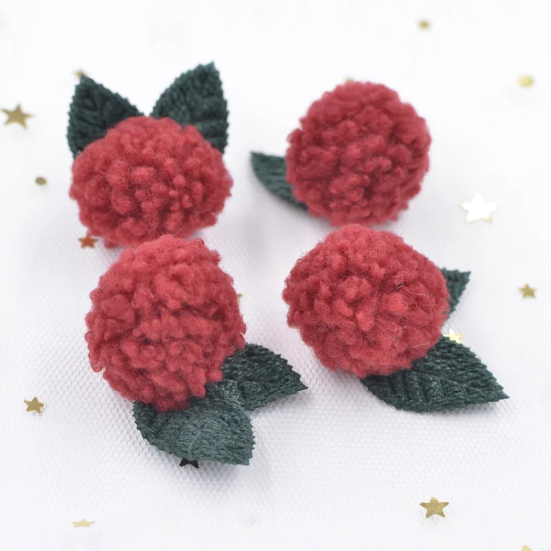 Wine Red-5pcs Лист палочка на плюшевых шариках патчи для одежды, шляпы, сумки, шерстяные перчатки, носки, леггинсы орнамент аппликация аксессуары S70 - Цвет: Wine Red-5pcs